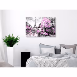 Tableau Villes Colourful Rendez-Vous (1 Part) Wide Pink - PD12291-120-80