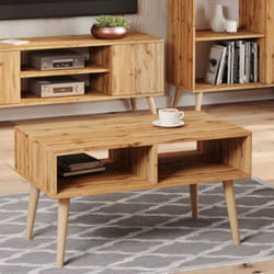 Table Basse Sandi Chêne Artisanal Doré