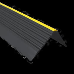 70 cm profilé descalier nez de marche adhésif antidérapant en PVC noir 55x40 mm avec bande jaune