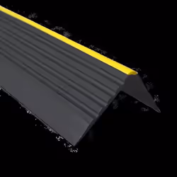 90 cm profilé descalier nez de marche adhésif antidérapant en PVC noir 55x40 mm avec bande jaune