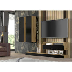 Armoire murale DUO 150 cm chêne artisan noir mat