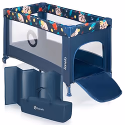 Lit parapluie compact 2en1 LIONELO Stefi - Parc bébé - 0-36 mois - Sac inclus - Pliage Rapide - 2 x Roulettes - Bleu multicol ...