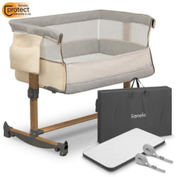 Berceau cododo 3en1 LIONELO Leonie - Matelas 4 cm - Housse 100% coton - Roulettes - Hauteur et inclinaison réglables - Beige