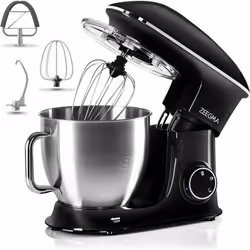 Robot pâtissier ZEEGMA Planeet Chef - 65 L - 2200W - Accessoires revêtus de téflon - Régulation de vitesse en 7 étapes - Noir