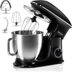 Robot pâtissier ZEEGMA Planeet Chef - 65 L - 2200W - Accessoires revêtus de téflon - Régulation de vitesse en 7 étapes - Noir