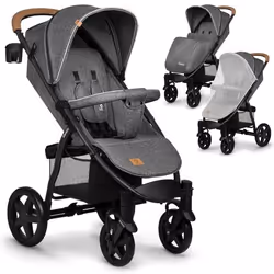 Poussette canne tout terrain LIONELO Annet Plus - Jusquà 22 kg - Grandes roues - Accessoires - Gris foncé