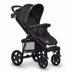 Lionelo Annet Plus, Ciel de lit, Poussette tout-terrain, Unisexe, Roues gonflables, Pliable, Noir, Charbon
