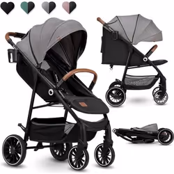 Poussette bébé compacte LIONELO Alexia - De 6 à 36 mois - Capote XXL - Moustiquaire incluse - Gris