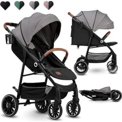 Poussette bébé compacte LIONELO Alexia - De 6 à 36 mois - Capote XXL - Moustiquaire incluse - Gris