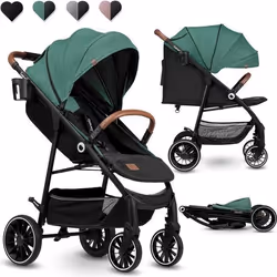 Poussette bébé compacte LIONELO Alexia - De 6 à 36 mois - Capote XXL - Moustiquaire incluse - Vert