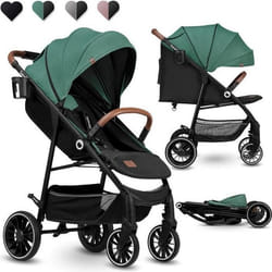 Poussette bébé compacte LIONELO Alexia - De 6 à 36 mois - Capote XXL - Moustiquaire incluse - Vert