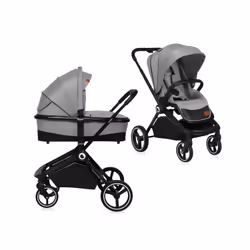 Lionelo Mika, Ciel de lit, Poussette tout-terrain, Unisexe, Roues pleines, Pliable, Noir, Gris