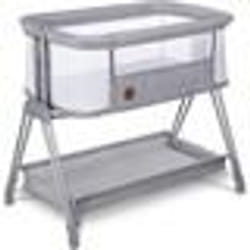 Lit cododo LIONELO Luna - 4 x Roulettes -Matelas inclus - Jusquà 9 kg - Hauteur et inclinaison réglables - Gris