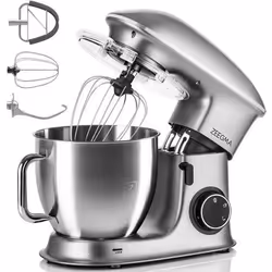 Robot pâtissier ZEEGMA Planeet Chef - 65 L - 2200W - Accessoires revêtus de téflon - Régulation de vitesse en 7 étapes - Gris