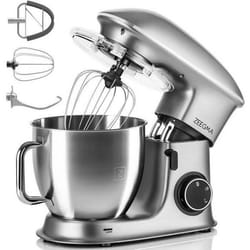 Robot pâtissier ZEEGMA Planeet Chef - 65 L - 2200W - Accessoires revêtus de téflon - Régulation de vitesse en 7 étapes - Gris