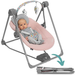 Balancelle et transat Électrique LIONELO Otto - Pliage compact - Sons nature - 5 vitesses - Silencieux - Minuterie - Rose