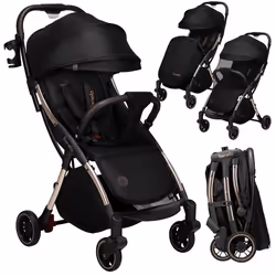 Poussette canne compacte LIONELO Julie One - Jusuqà 22 Kg - Légère & pliable - Accessoires - Noir / Or