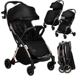 Poussette canne compacte LIONELO Julie One - Jusuqà 22 Kg - Légère & pliable - Accessoires - Noir / Or