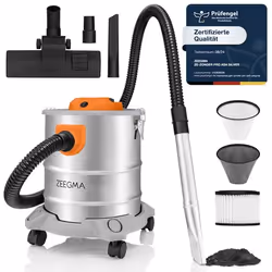 Aspirateur industriel ZEEGMA Zonder Pro Ash - 1600W - Cuve inox 20L - Avec accessoires - filtre HEPA