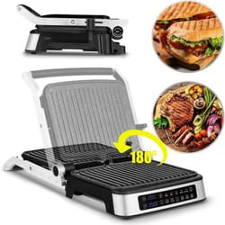 Grill électrique Multifonction ZEEGMA - 2100 W - Plaques antiadhésives - Thermostat réglable - Bac dégouttage