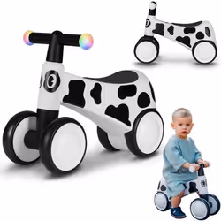 Draisienne à 4 Roues EVA - LIONELO Sammy - Vélo enfant - Lumières colorées - 1-3 ans (jusquà 30 kg) - Ergonomique - Blanc-Noi ...