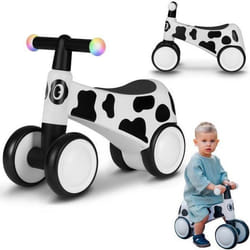 Draisienne à 4 Roues EVA - LIONELO Sammy - Vélo enfant - Lumières colorées - 1-3 ans (jusquà 30 kg) - Ergonomique - Blanc-Noir