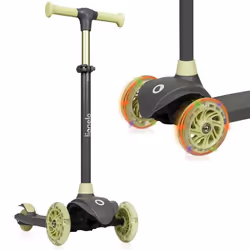 Trottinette 3 Roues LIONELO Jessy - Roues LED - Hauteur réglable - Jusqu’à 50 kg - Frein à pied - Vert