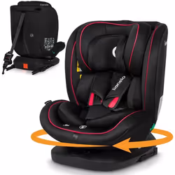 Siège-auto évolutif 40-150 cm LIONELO Bastiaan i-Size - Base pivotante 360° - ISOFIX - 0-36 kg - Groupe 0/1/2/3 - Noir/Rouge