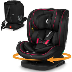 Siège-auto évolutif 40-150 cm LIONELO Bastiaan i-Size - Base pivotante 360° - ISOFIX - 0-36 kg - Groupe 0/1/2/3 - Noir/Rouge
