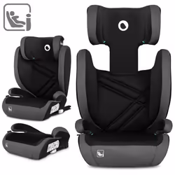 Siège-auto bébé évolutif LIONELO Hugo i-Size - ISOFIX - 100-150 cm - Groupe 2/3 - Têtière réglable en hauteur - Noir-Gris