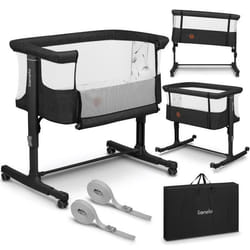 Lit bébé cododo LIONELO Aurora 3en1 - Réglage de la Hauteur et de l’Inclinaison - Jusquà 9 kg - Gris foncé