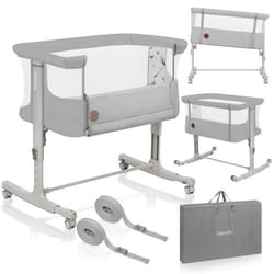 Lit bébé 3en1 LIONELO Aurora - Réglable en hauteur et inclinaison - Matelas et sac inclus - Beige