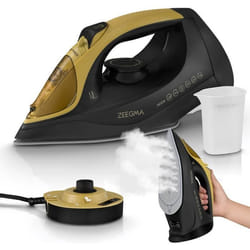 ZEEGMA Ironee - Fer à repasser Sans Fil - Jet vapeur horizontal et vertical - 2600 W - Anti calcaire - Semelle en Céramique - Noir