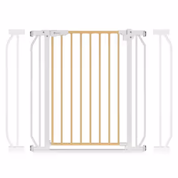 Barrière de sécurité bébé LIONELO Truus Slim - 75-105 cm - Fixation par pression Sans perçage - Blanc/Bois