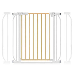 Barrière de sécurité bébé LIONELO Truus Slim - 75-105 cm - Fixation par pression Sans perçage - Blanc/Bois
