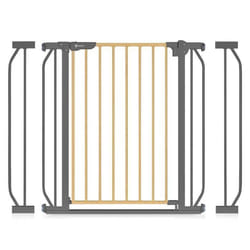 Barrière de sécurité bébé LIONELO Truus Slim - 75-105 cm - Fixation par pression Sans perçage - Gris/Bois