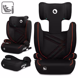 Siège-auto bébé évolutif LIONELO Hugo i-Size - ISOFIX - 100-150 cm - Groupe 2/3 - Têtière réglable en hauteur - Noir-Rouge