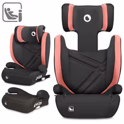 Siège-auto bébé évolutif LIONELO Hugo i-Size - ISOFIX - 100-150 cm - Groupe 2/3 - Têtière réglable en hauteur - Noir-Rose