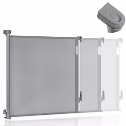 Barrière de sécurité rétractable - LIONELO Thea - 85 x 145 cm - Pas de seuil - Gris