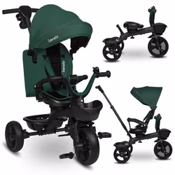 Tricycle bébé évolutif 2en1 LIONELO Kori - Poussette - Siège réversible & réglable - Jusquà 25 kg - Panier inclus - Vert
