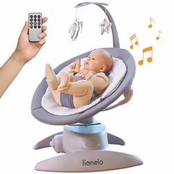 Balancelle bébé 360° LIONELO Mell - 12 mélodies - 6 modes - Télécommande - Bluetooth - Gris