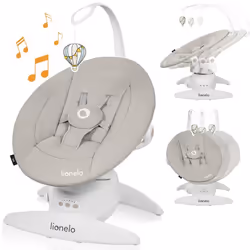 Balancelle electrique 360° LIONELO Iris -Léger - Transat - 12 mélodies - 3 modes - 5 vitesse - Jusqu’à 9 kg - Beige