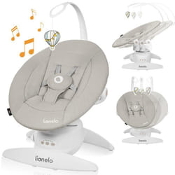 Balancelle electrique 360° LIONELO Iris -Léger - Transat - 12 mélodies - 3 modes - 5 vitesse - Jusqu’à 9 kg - Beige
