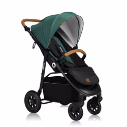 Lionelo Natt, Ciel de lit, Poussette classique, Unisexe, Roues gonflables, Pliable, Noir, Vert