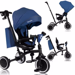 Tricycle évolutif LIONELO Tris Plus - Vélo poussette - Siège réversible & réglable - Jusquà 25 Kg - Bleu