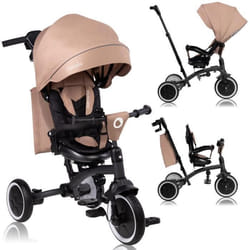Tricycle évolutif LIONELO Tris Plus - Vélo poussette - Siège réversible & réglable - Jusquà 25 Kg - Beige