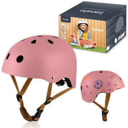 Casque vélo enfant LIONELO - 50-56 cm - Possibilité de décoration - Matériaux absorbant les chocs - Intertek - Rose