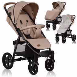 Poussette canne tout terrain LIONELO Annet Plus - Jusquà 22 kg - Grandes roues - Accessoires - Beige