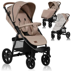 Poussette canne tout terrain LIONELO Annet Plus - Jusquà 22 kg - Grandes roues - Accessoires - Beige