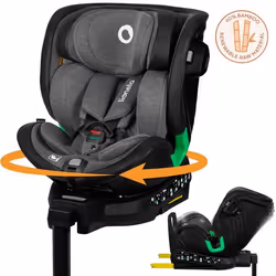Siège-auto évolutif 40-150cm LIONELO Harmony iSize - Pivotant 360° - ISOFIX - 60% bambou - Groupe 0+/1/2/3 - Gris foncé
